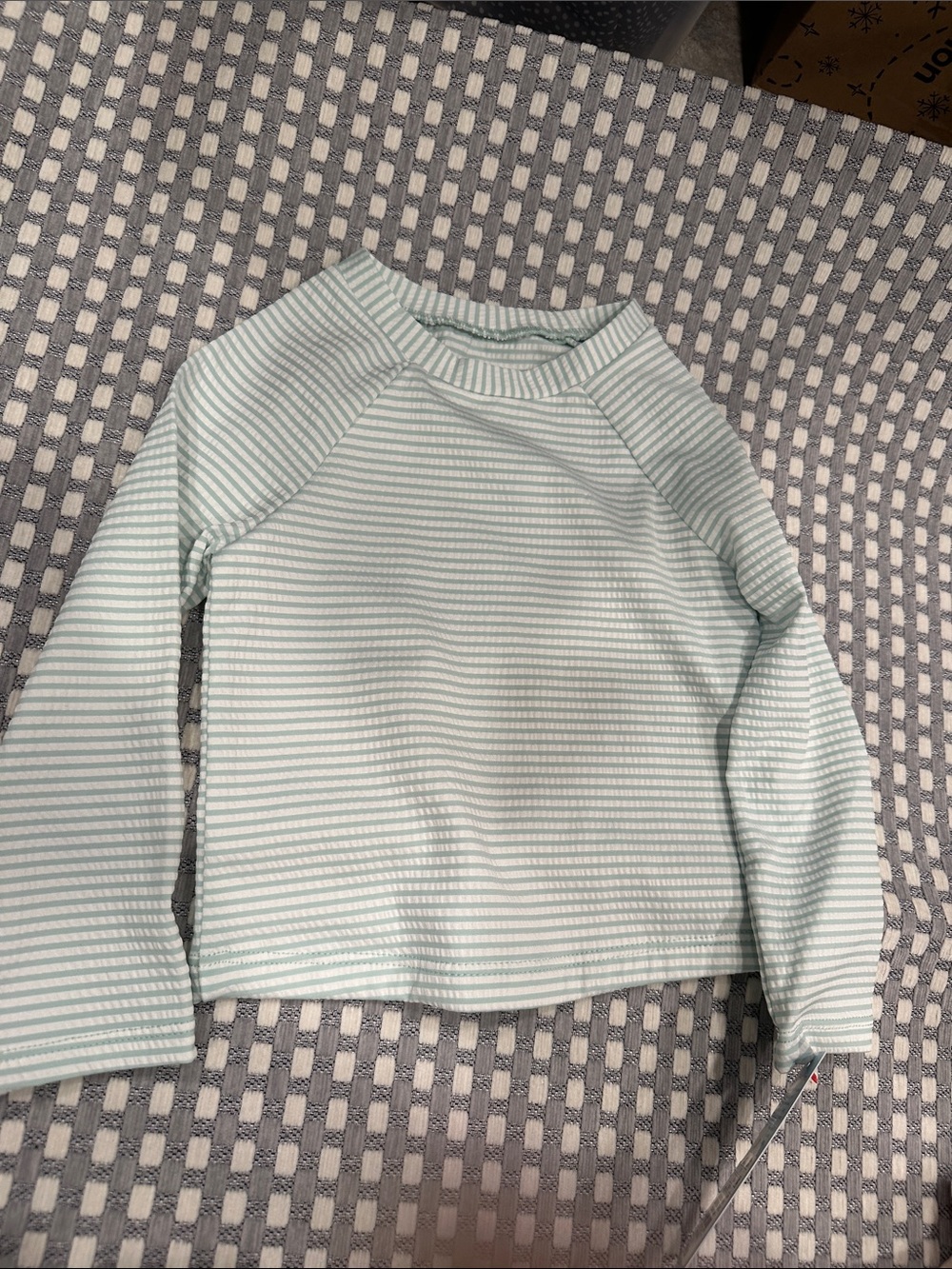 Striped Mint Green Long Sleeve swim Top